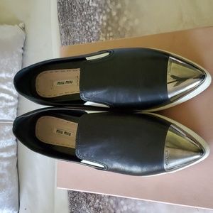 Miu Miu Metal Cap Toe Platform Sneakers Size 41